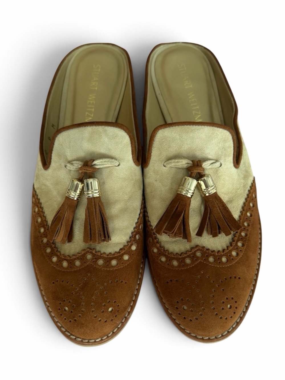 Stuart Weitzman Loafers Brown and Cream 
Mules Women’s Size: 9M